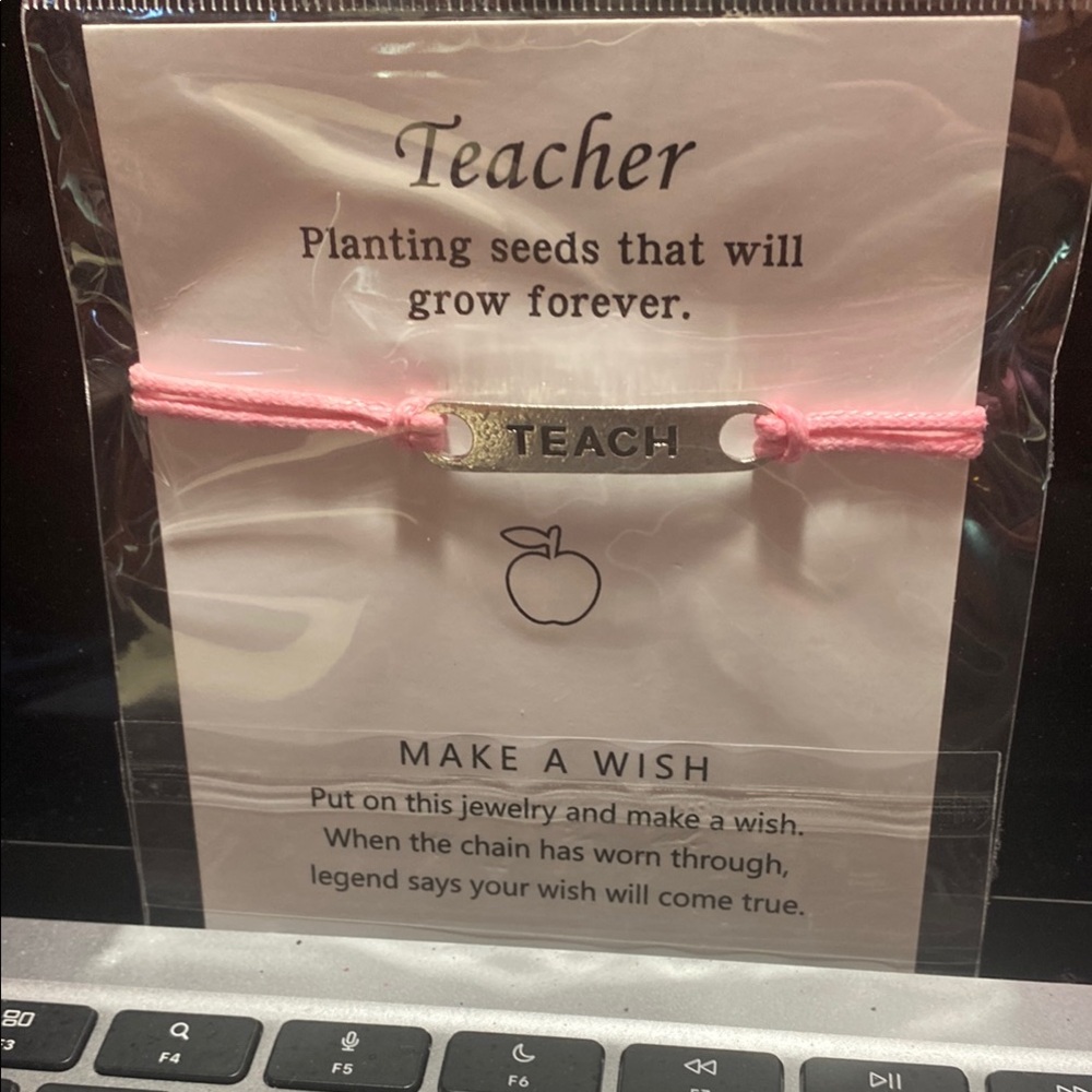 Pink and Silver 'Teach' Bracelet